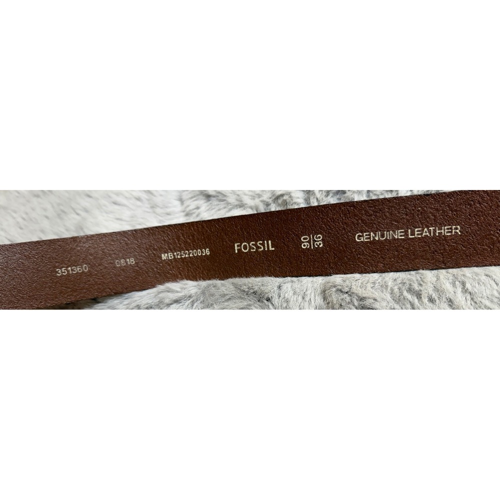Fossil Mens Brown Genuine Leather Belt Size 36 MB125220036 Silver Buckle - Picture 3 of 5